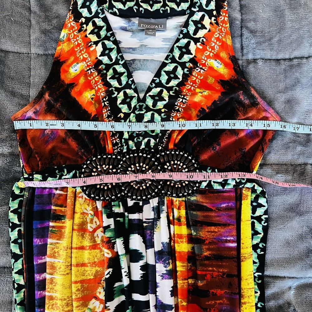 Roz & Ali Sleeveless Embellished Beaded Maxi Dress Plus Size 10 Multicolor - Picture 10 of 15